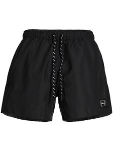 HUGO logo-plaque drawstring shorts - Noir