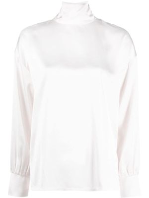 Fabiana Filippi blouse en satin à col montant - Blanc