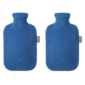 2x Kruiken met fleece hoes blauw 2 liter