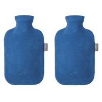 2x Kruiken met fleece hoes blauw 2 liter