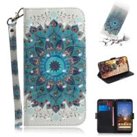 3D-schilderij Peacock krans patroon gekleurde tekening horizontale Flip lederen case voor Google pixel 3a XL met houder & kaartsleuven & portemonnee