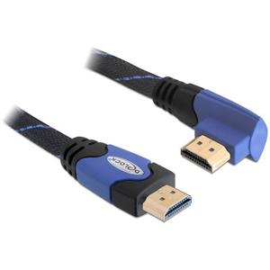 Delock 82956 HDMI-kabel HDMI Aansluitkabel HDMI-A-stekker 2 m Zwart, Blauw Rond, 4K UHD, Vergulde steekcontacten, Verdraaid