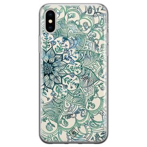 iPhone X/XS siliconen hoesje - Mandala blauw