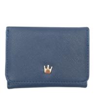 Korte mini vrouwen portefeuilles kroon ingericht fold PU lederen Coin Purse kaarthouder (blauw)