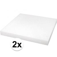 Knutsel piepschuim - 2x - plaat - vierkant - 40 x 40 x 4 cm - hobby materiaal