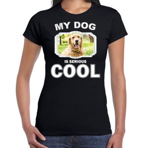 Golden retriever honden t-shirt my dog is serious cool zwart voor dames