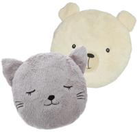 Dieren sierkussens kinderkamer - ijsbeer en kat/poes - 30/27 cm - polyester