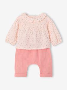 Geboorteset met blouse en broek rozen