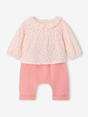 Geboorteset met blouse en broek rozen