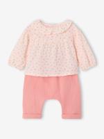 Geboorteset met blouse en broek rozen