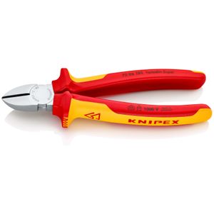 Knipex Zijsnijtang verchroomd ge‹soleerd met meer-componentengrepen, VDE-getest 180 mm - 7006180