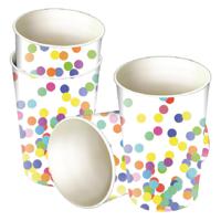 Feestbekertjes in Confetti thema - 24x stuks - karton - 250 ml - Kinderfeestje/kinderverjaardag