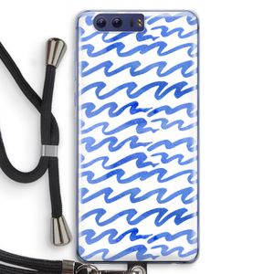 Blauwe golven: Honor 9 Transparant Hoesje met koord