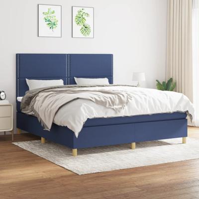 Boxspring met matras stof blauw 180x200 cm