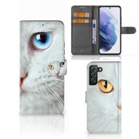 Samsung Galaxy S22 Plus | Telefoonhoesje | Met pasjeshouder | Witte Kat