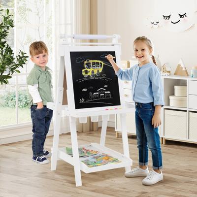 Opvouwbare Kinderezel Dubbelzijdige 3-in-1 Kunstezel met Schoolbord en Magnetisch Whiteboard
