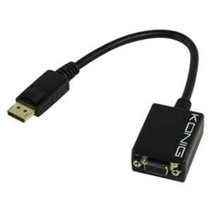 König DisplayPort - VGA 0,2 m VGA (D-Sub) Zwart