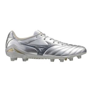 Mizuno Monarcida Neo III Pro Gras Voetbalschoenen (FG) Zilver Grijs Goud