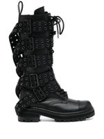 Junya Watanabe bottes en cuir à détail de rivet - Noir - thumbnail