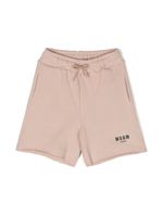 MSGM Kids short en coton à effet usé - Marron - thumbnail