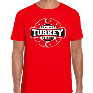 Have fear Turkey is here / Turkije supporter t-shirt rood voor heren