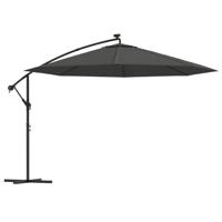 The Living Store Parasol Hangend - 350 x 290 cm - Antraciet - LED-verlichting