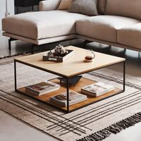 Kave Home Salontafel Yoana Eikenhout - Zwart - Vierkant - thumbnail