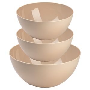 Plasticforte voedsel serveer schalen set - 3x stuks - beige - kunststof - Dia 23 en 26 cm