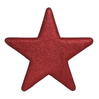 Decoratie ster - rood glitters - 40 cm - kunststof foam - hangdecoratie - thumbnail