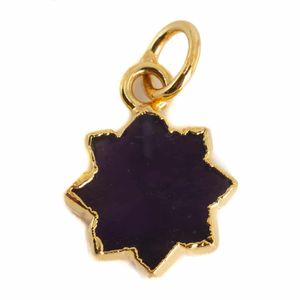 Edelsteen Hanger Amethist Zon - Verguld - 12 mm