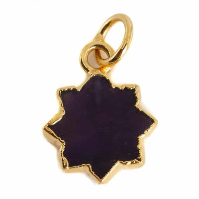 Edelsteen Hanger Amethist Zon - Verguld - 12 mm