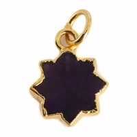 Edelsteen Hanger Amethist Zon - Verguld - 12 mm Edelsteen Hanger Amethist Zon - Verguld - 12 mm