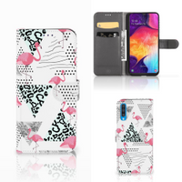 Samsung Galaxy A50 Telefoonhoesje met Pasjes Flamingo Triangle