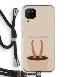 Aggressively drinks coffee: Huawei P40 Lite Transparant Hoesje met koord