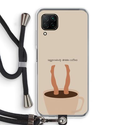 Aggressively drinks coffee: Huawei P40 Lite Transparant Hoesje met koord