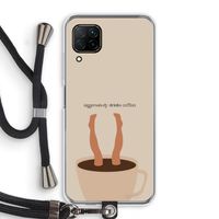Aggressively drinks coffee: Huawei P40 Lite Transparant Hoesje met koord
