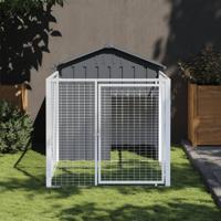 Hondenhok met dak 117x201x123 cm gegalvaniseerd staal antraciet