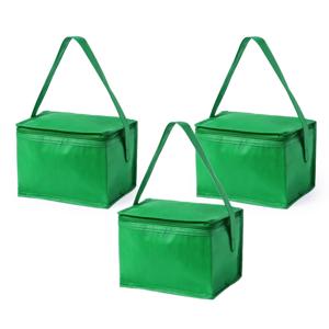 Koeltas - 3x - klein - lunch / blikjes - groen - 21 x 15 x 15 cm - draagriem - 4 liter inhoud