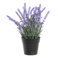 Items Lavendel bloemen kunstplant in bloempot - paarse bloemen - 15 x 27 cm - bloemstukje   -