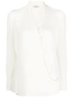 ETRO blouse en soie à col v profond - Blanc