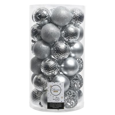 37x Kerstballen - zilver - 6 cm - kunststof - mix