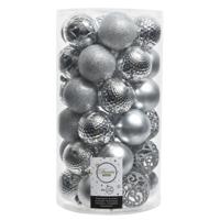 37x Kerstballen - zilver - 6 cm - kunststof - mix