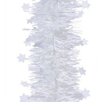2x Kerst lametta guirlandes winter wit sterren/glinsterend 10 x 270 cm kerstboom versiering/decoratie - Kerstslingers - thumbnail