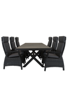 Qopps Ottowa uitschuif tafel 205/265 x 100 antraciet met Tuinstoel verstelbaar Darwin Royal