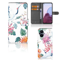 OPPO Reno 8 Lite | OnePlus Nord N20 Telefoonhoesje met Pasjes Bird Flowers - thumbnail