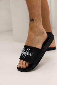 Malelions Signature Slippers Heren Zwart/Wit - Maat 47 - Kleur: Zwart | Soccerfanshop