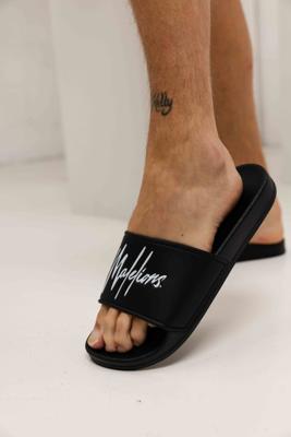 Malelions Signature Slippers Heren Zwart/Wit - Maat 42 - Kleur: Zwart | Soccerfanshop