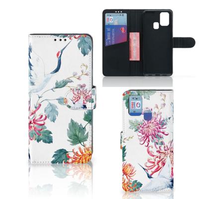 Samsung Galaxy M31 | Telefoonhoesje | Met pasjeshouder | Bird Flowers