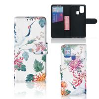 Samsung Galaxy M31 | Telefoonhoesje | Met pasjeshouder | Bird Flowers