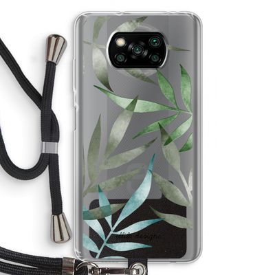 Tropical watercolor leaves: Xiaomi Poco X3 NFC Transparant Hoesje met koord